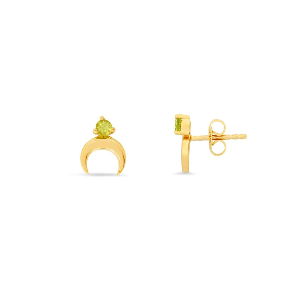 Modern Moon Peridot Stud Earrings