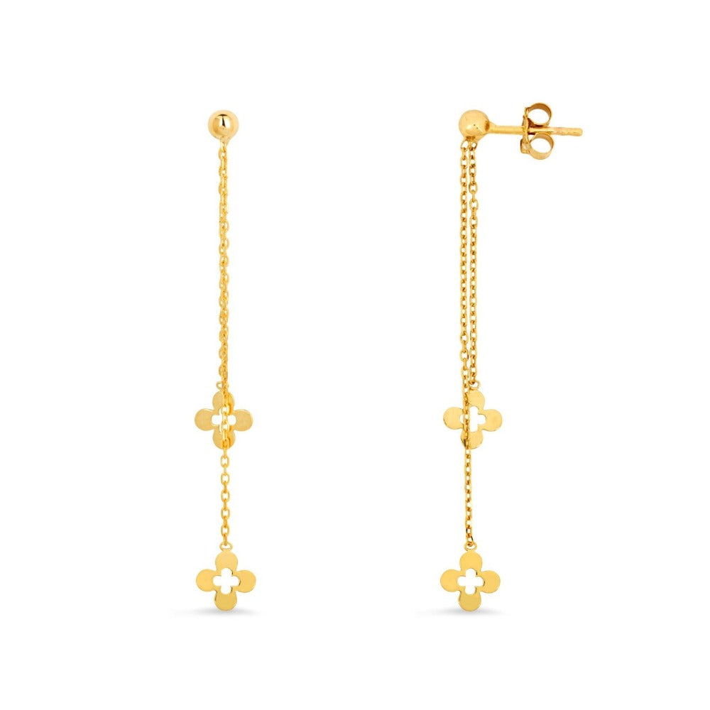 Demeter's Luck Quatrefoil Dangle Chain Drop Earrings