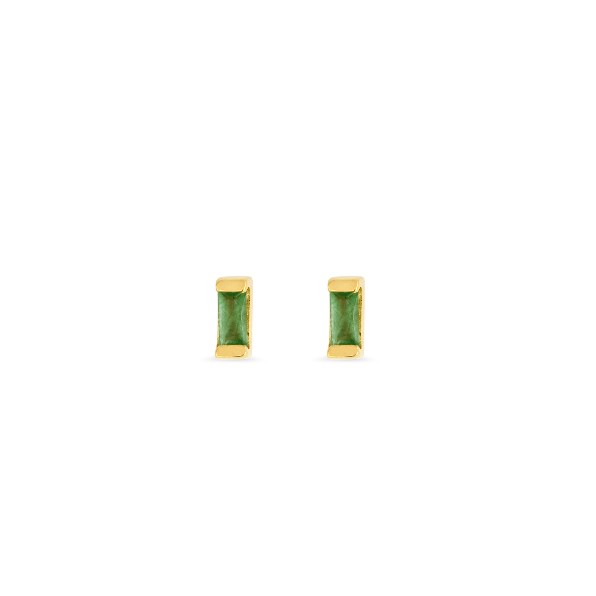 Unisex Petite Baguette Sakota Emerald VM Stud Earrings