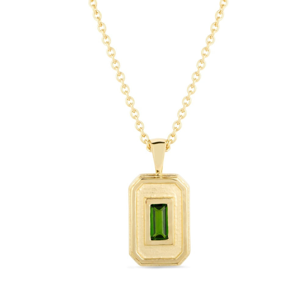 CEO'S Deco Baguette Chrome Diopside Pendant Necklace