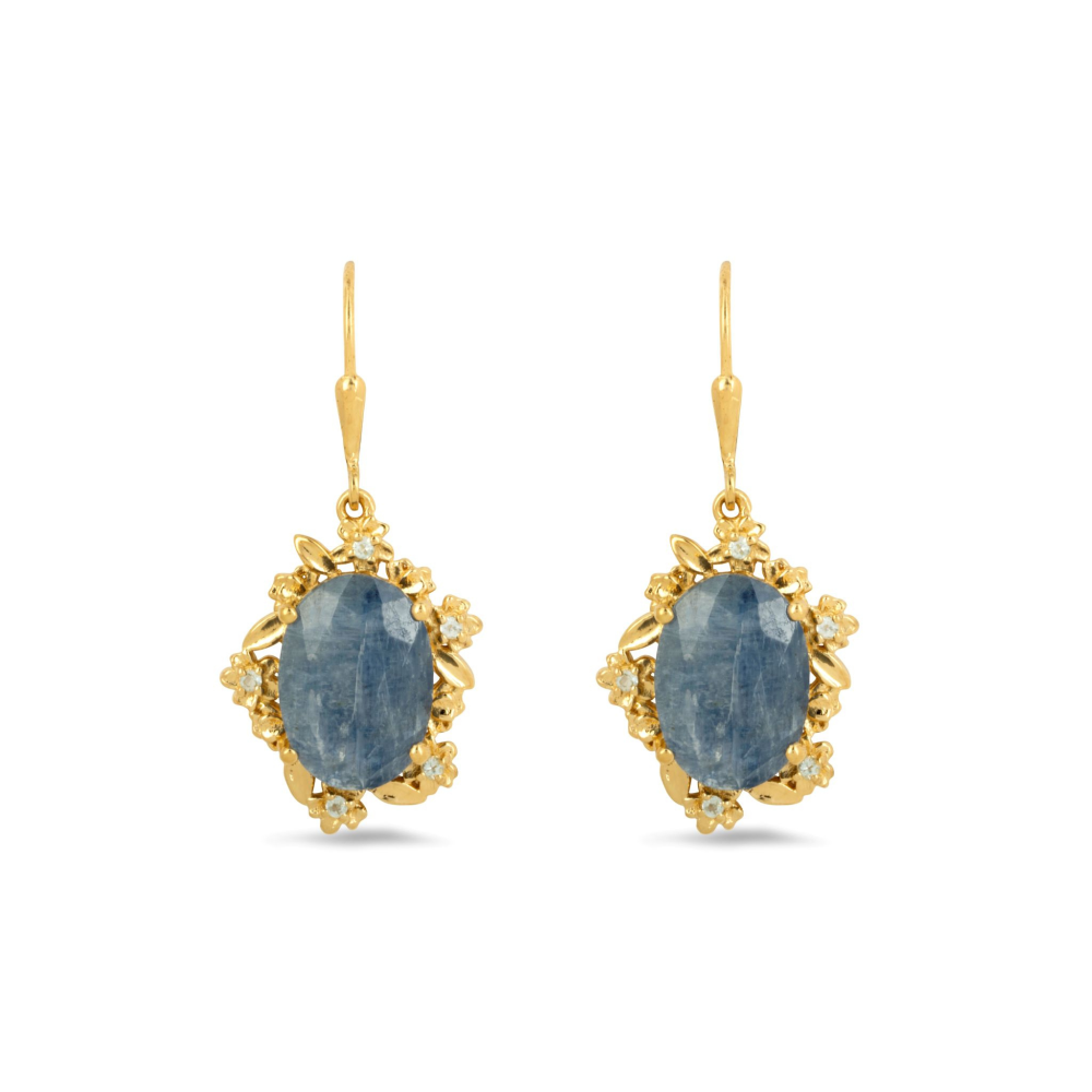 Margot Fox | Demeter's Romance Kyanite & Topaz Floral Drop Earrings