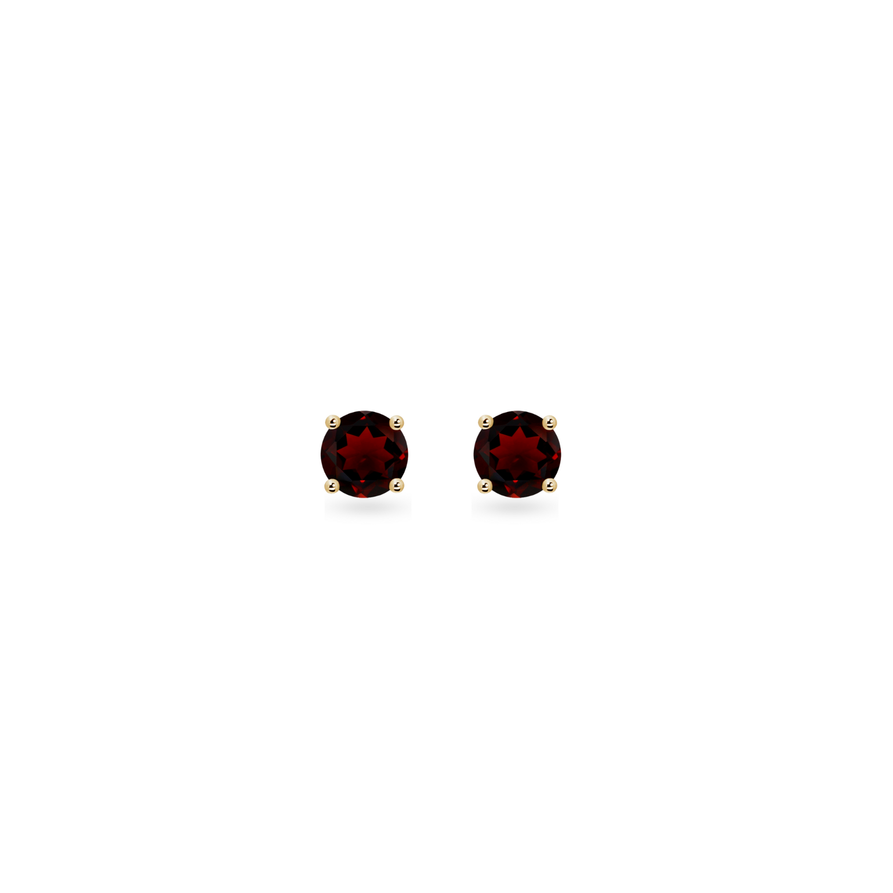 Forever Classic Garnet Solitaire Gold Stud Earrings