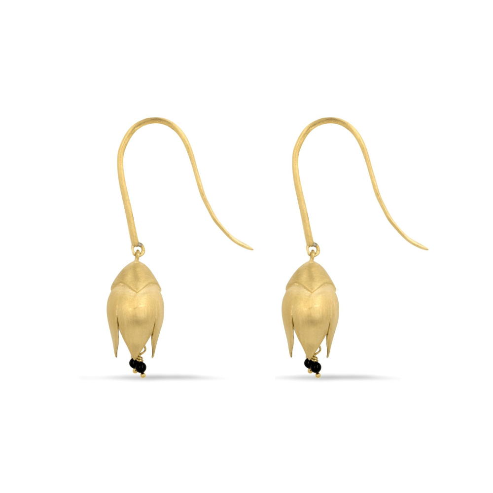 Demeter's Blooming Love Onyx Tulip Drop Earrings