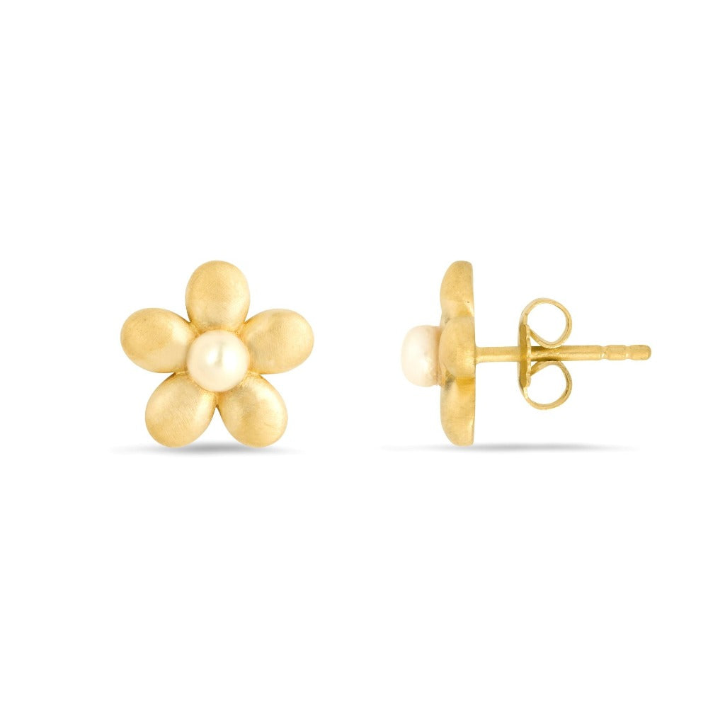 Demeter's Serenity Pearl Daisy Stud Earrings